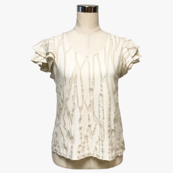 Anthropologie Dolan Flutter Cap Sleeve Top Sz S - Picture 2 of 12